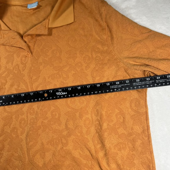 Comfort Corner Sweater Womens XXL Orange Textured Knit Polo Pullover Top - Picture 6 of 8